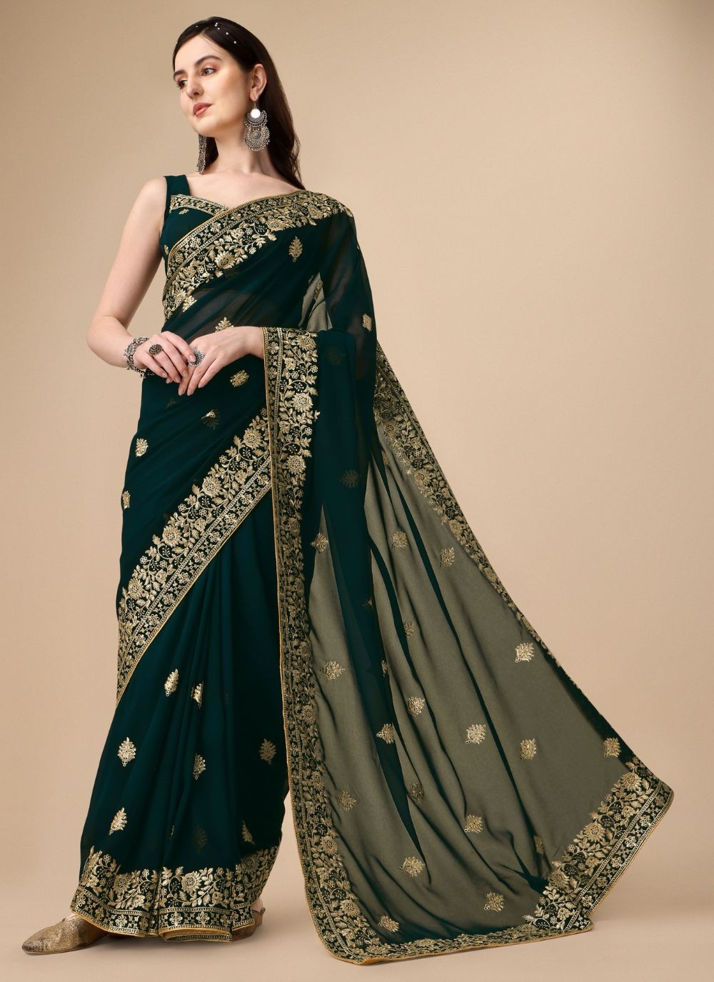 Classic Embroidered Georgette Saree - S4842