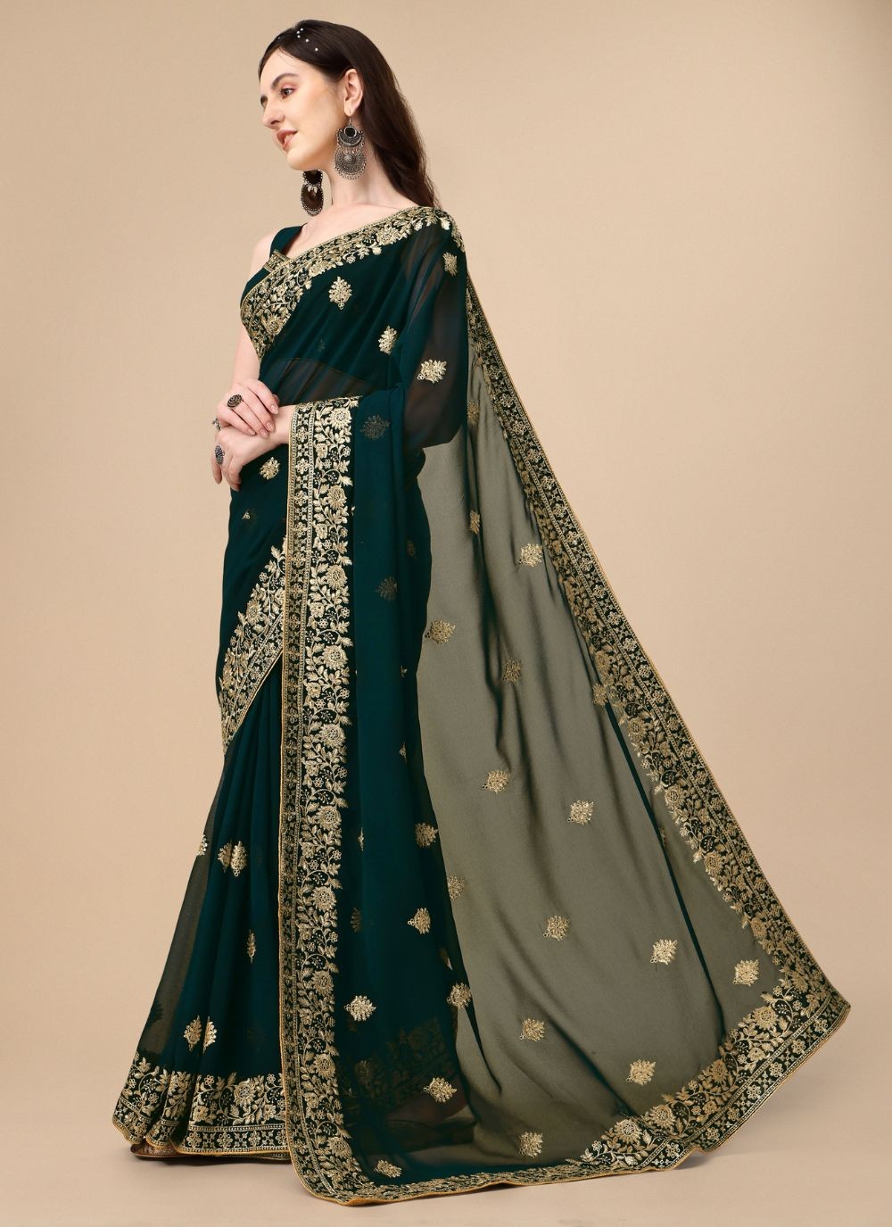 Classic Embroidered Georgette Saree - S4842