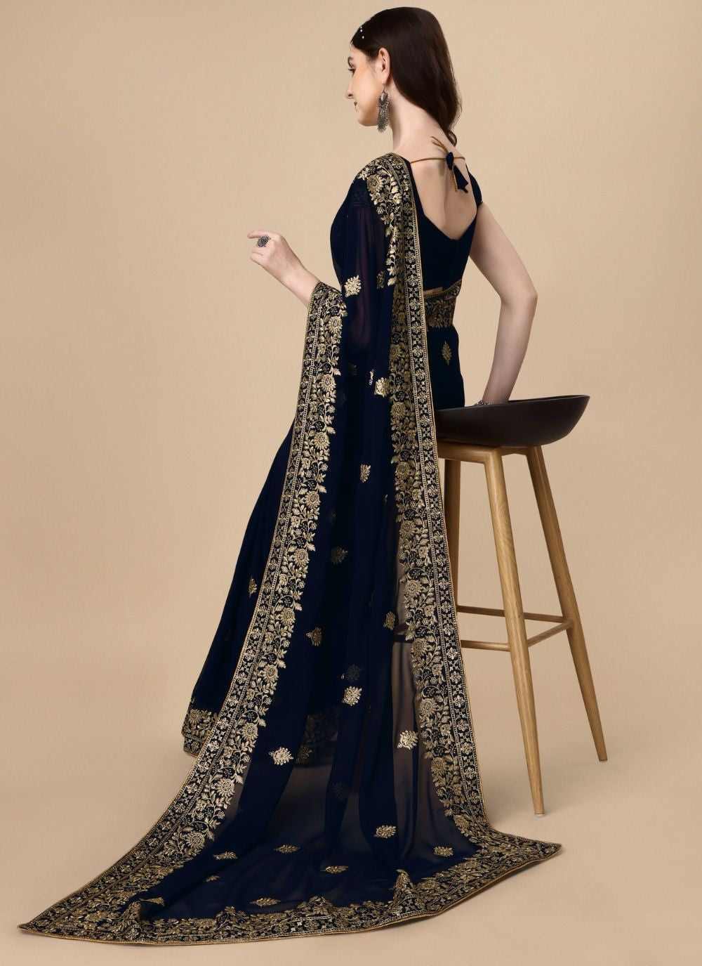 Classic Embroidered Georgette Saree - S4842