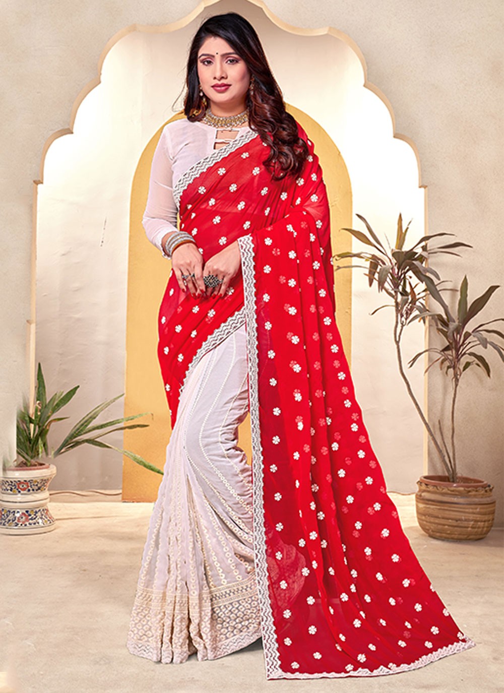 Classic Embroidered Georgette Saree - S6271