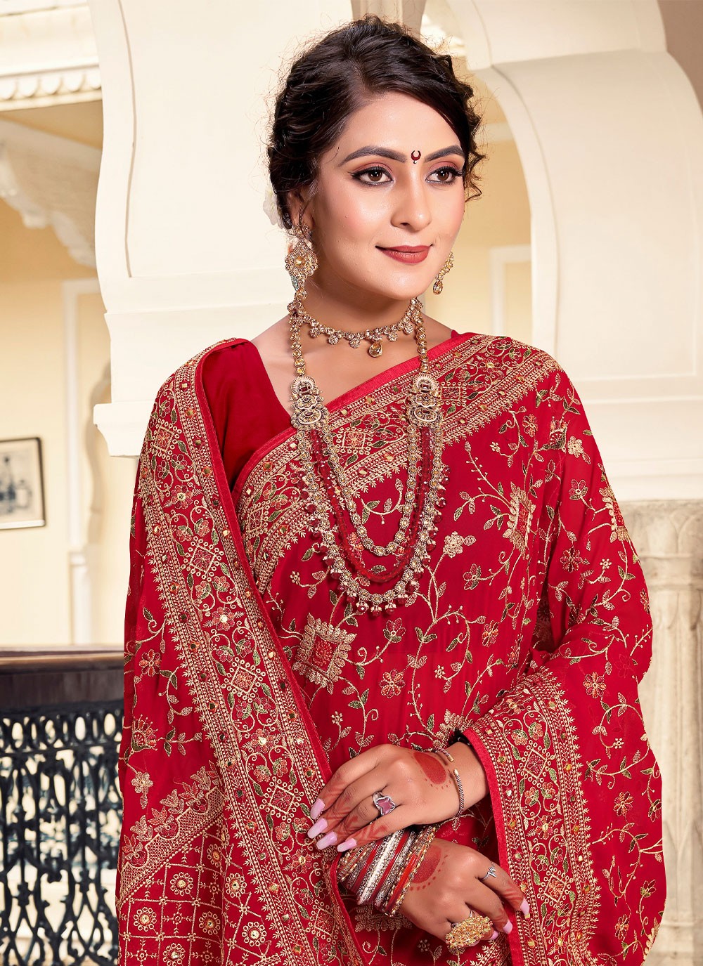 Classic Embroidered Georgette Saree - S4660