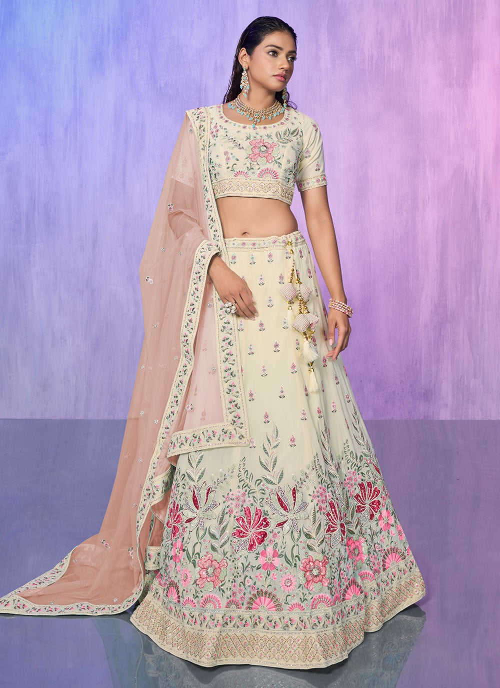 Embroidered Georgette A - Line Lehenga - L1332