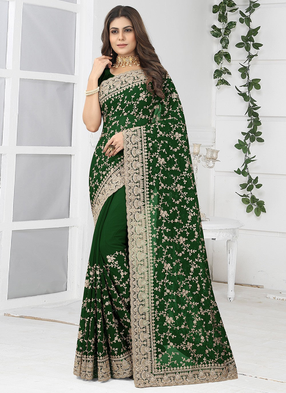 Classic Embroidered Georgette Saree - S2787