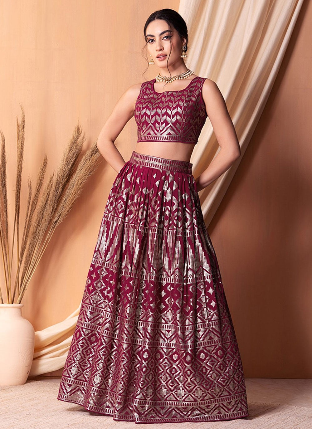 Embroidered Georgette Lehenga - L3107