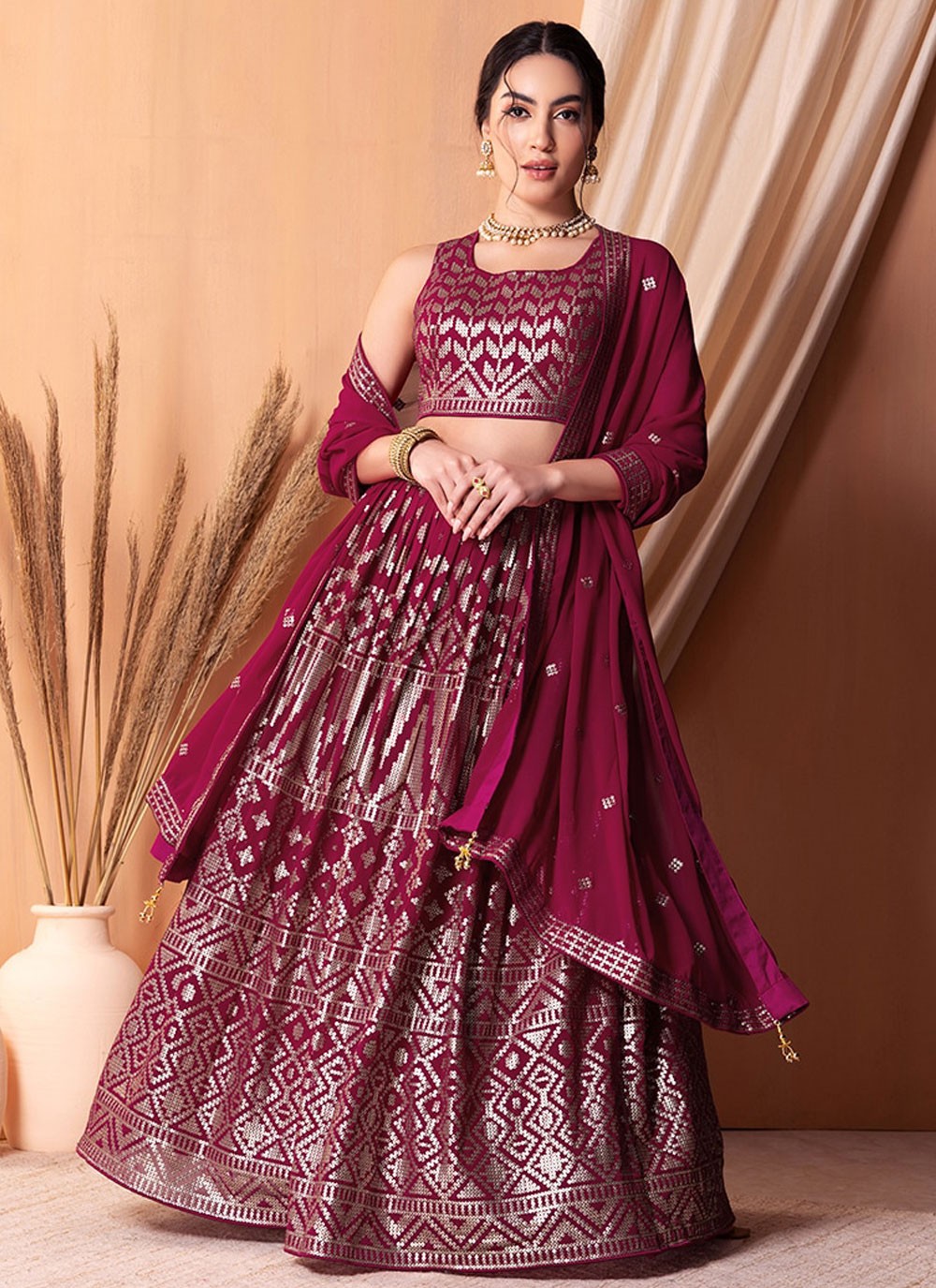 Embroidered Georgette Lehenga - L3107