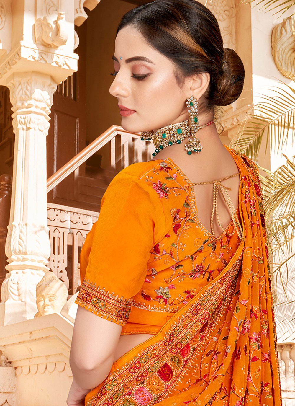 Classic Embroidered Georgette Saree - S2086