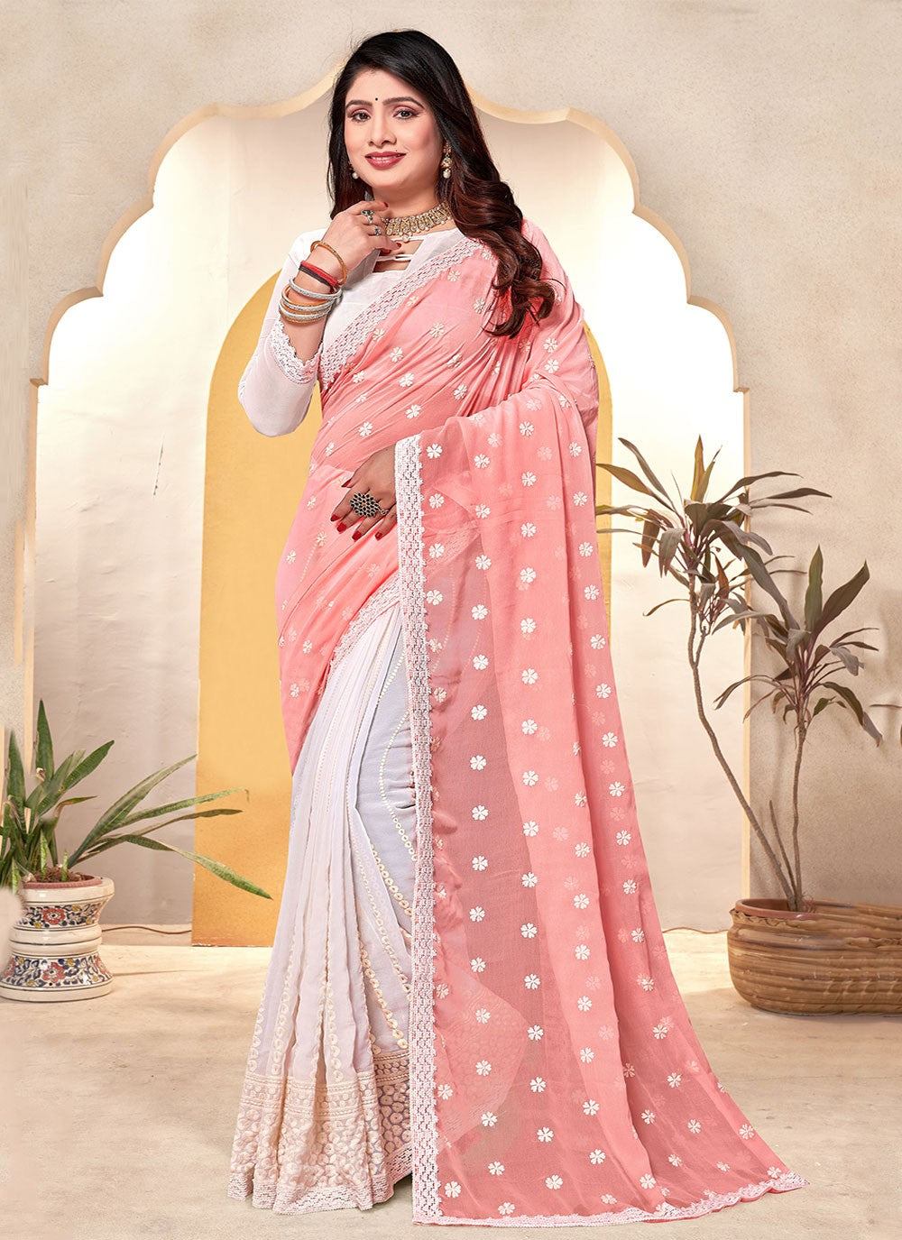 Classic Embroidered Georgette Saree - S6271