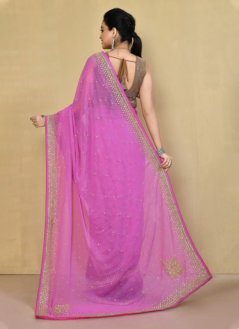 Classic Embroidered Georgette Saree - S3574