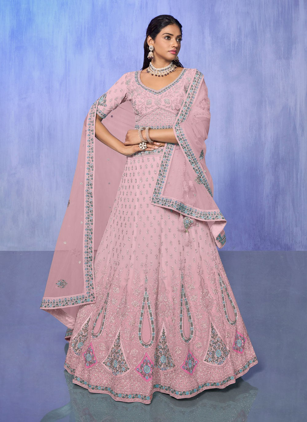 Embroidered Georgette A - Line Lehenga - L1332