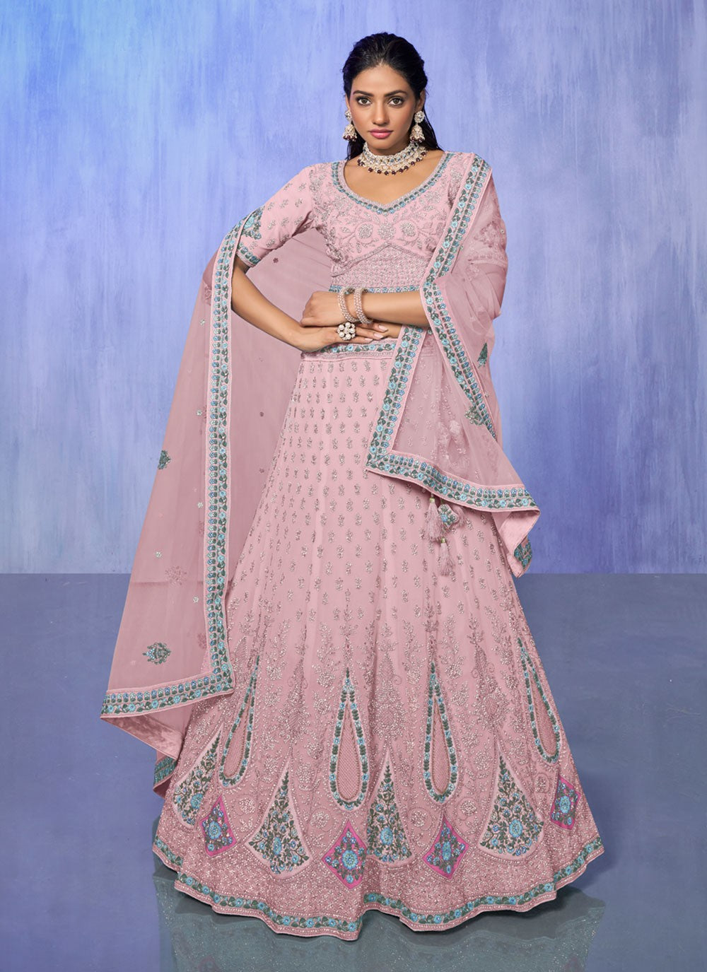 Embroidered Georgette A - Line Lehenga - L1332