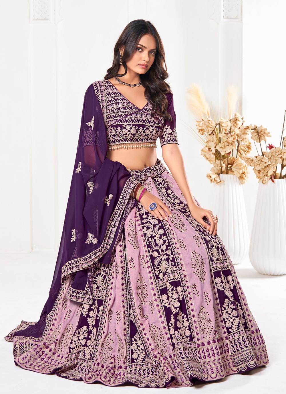 Embroidered Georgette A - Line Lehenga - L2294