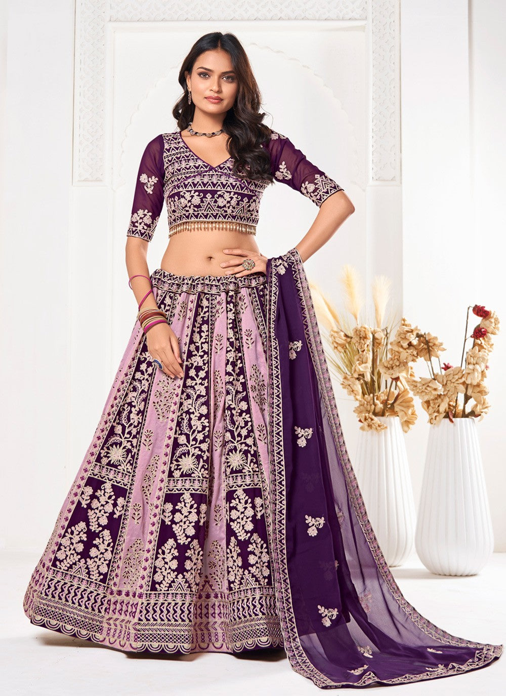 Embroidered Georgette A - Line Lehenga - L2294