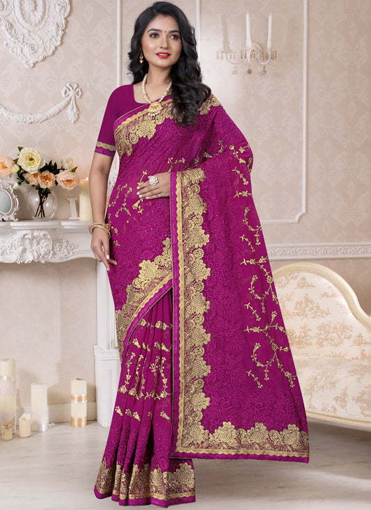 Classic Embroidered Georgette Saree - S0338