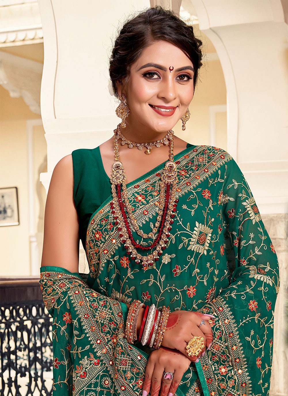 Classic Embroidered Georgette Saree - S4660