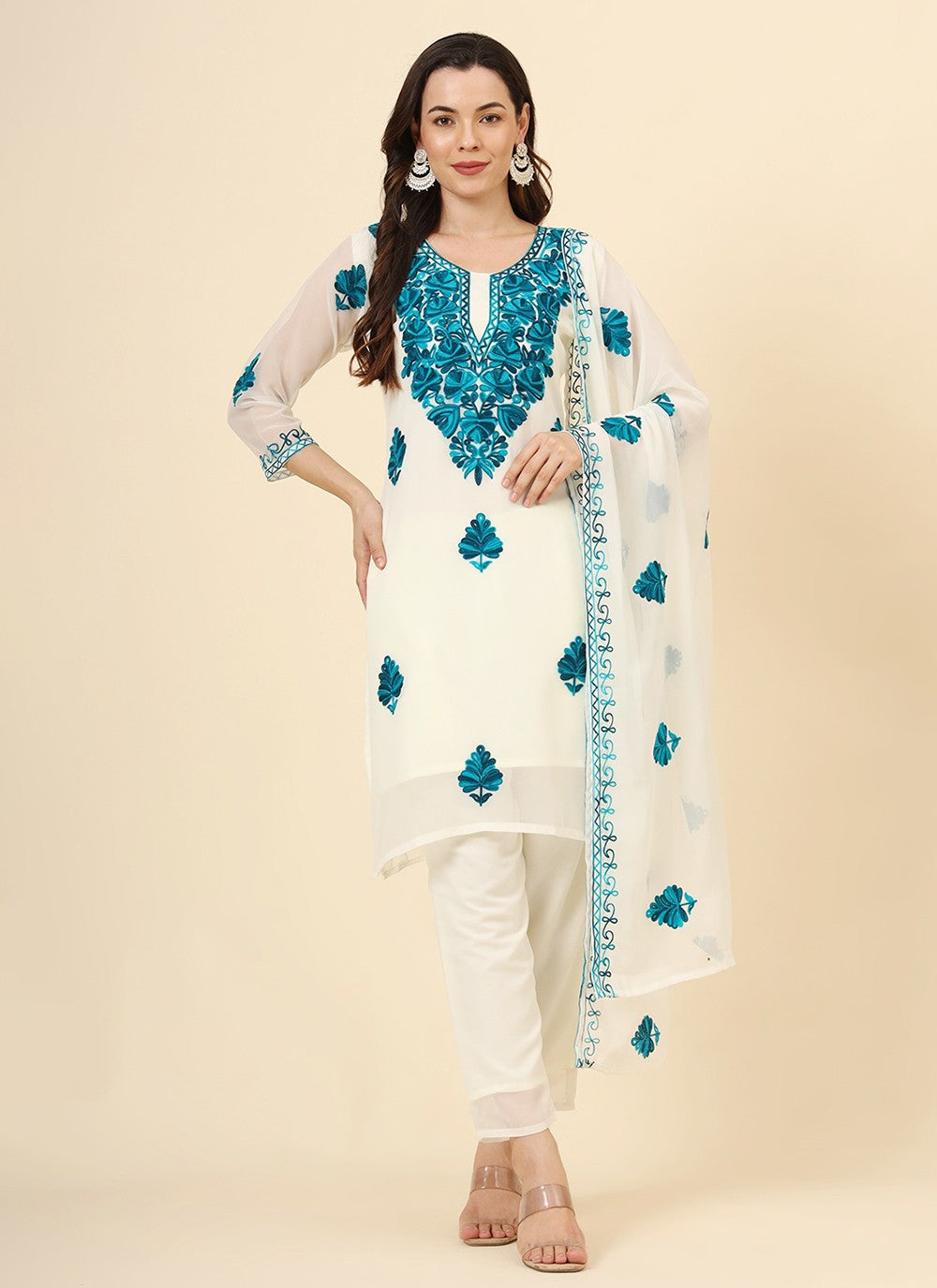 Georgette Pant Style Suit - T3453