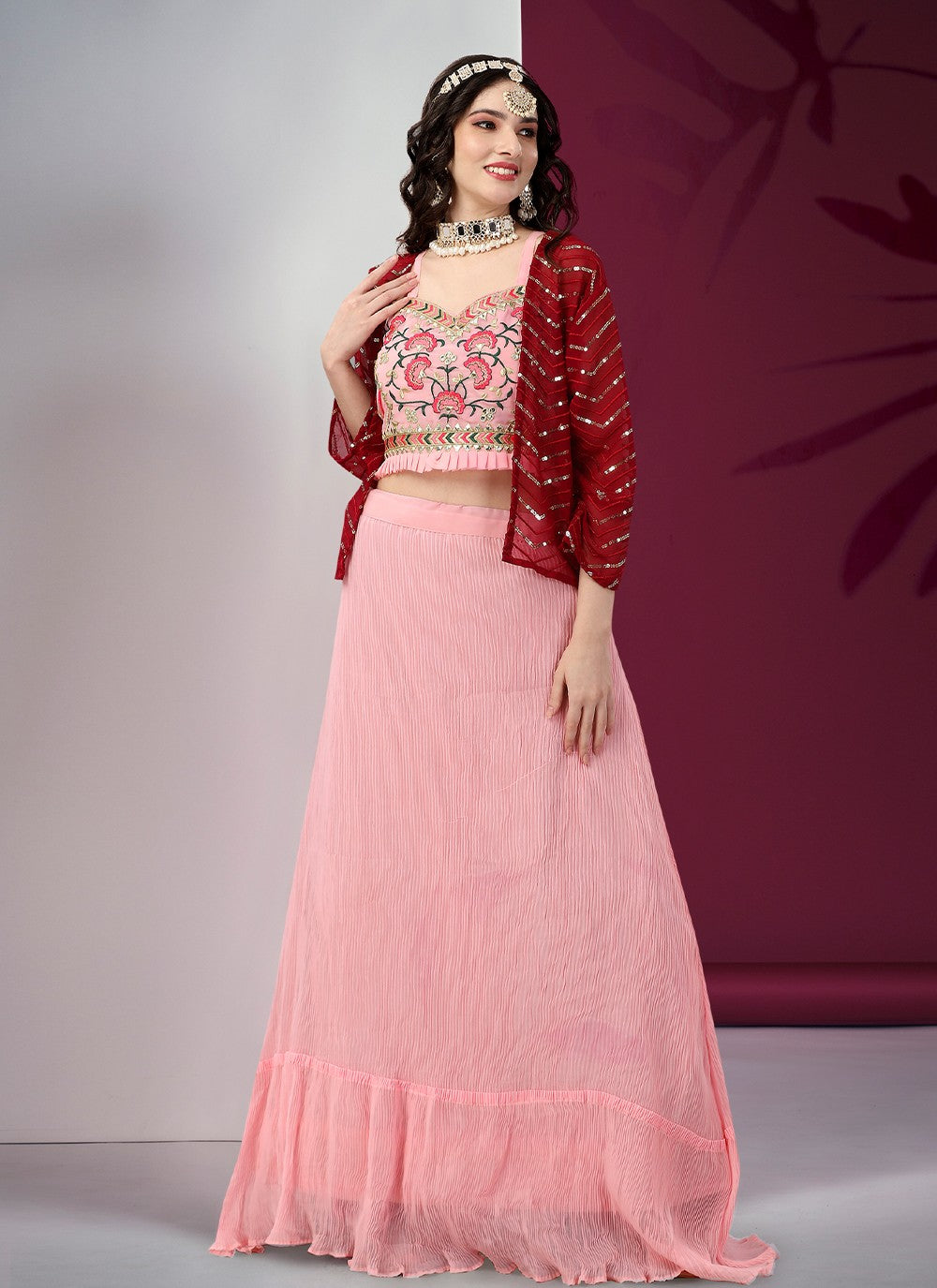 Embroidered Georgette A - Line Lehenga - L0930