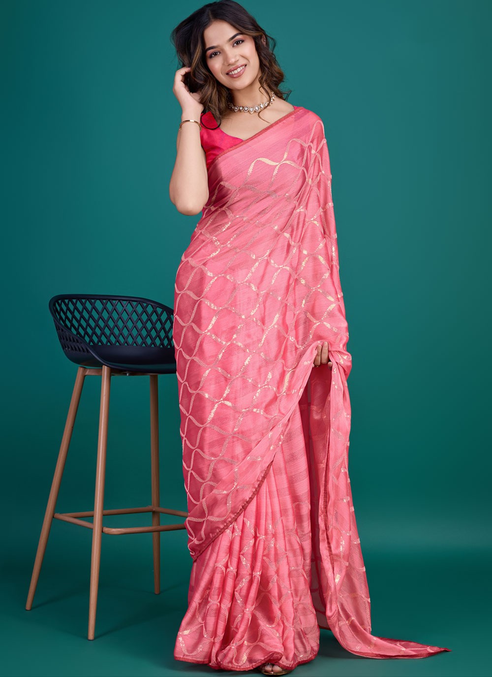 Classic Embroidered Georgette Saree - S8729