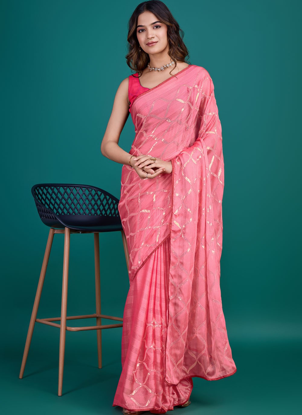 Classic Embroidered Georgette Saree - S8729