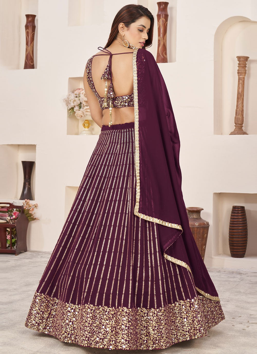 Embroidered Georgette A - Line Lehenga - L1655