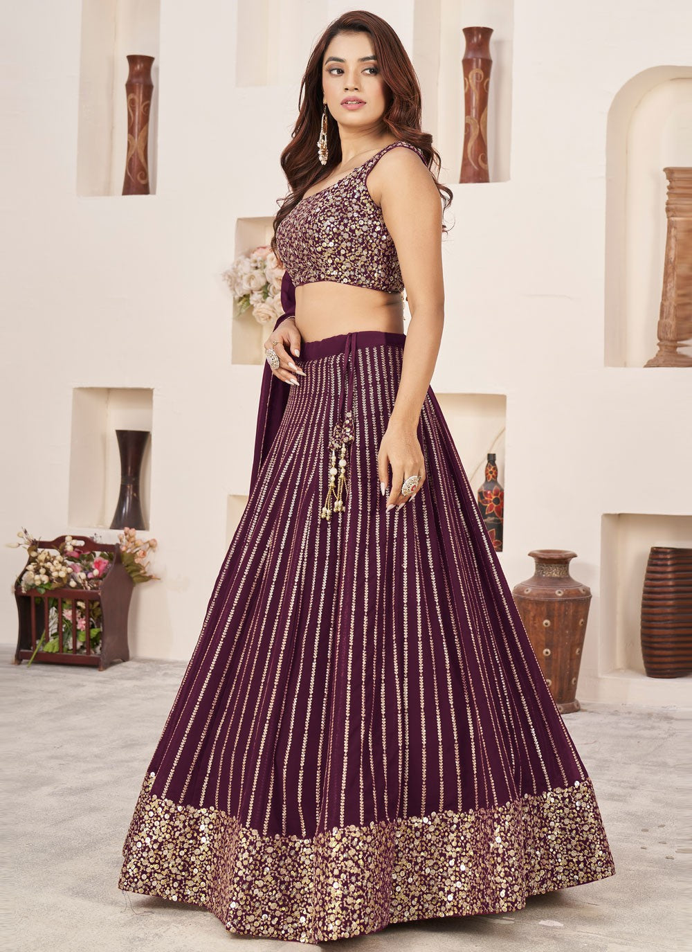 Embroidered Georgette A - Line Lehenga - L1655