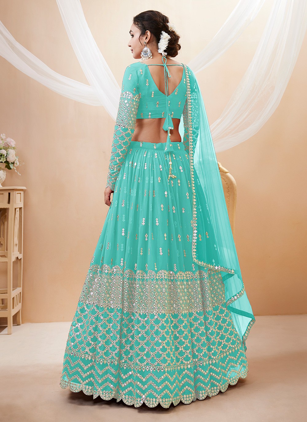 Embroidered Georgette A - Line Lehenga - L1031