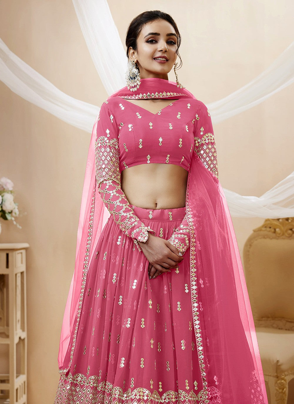 Embroidered Georgette A - Line Lehenga - L1031