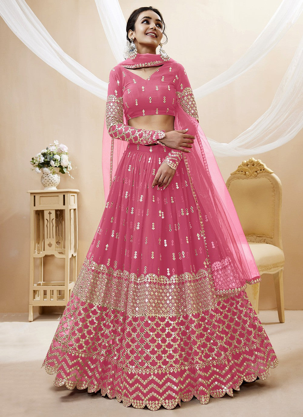 Embroidered Georgette A - Line Lehenga - L1031