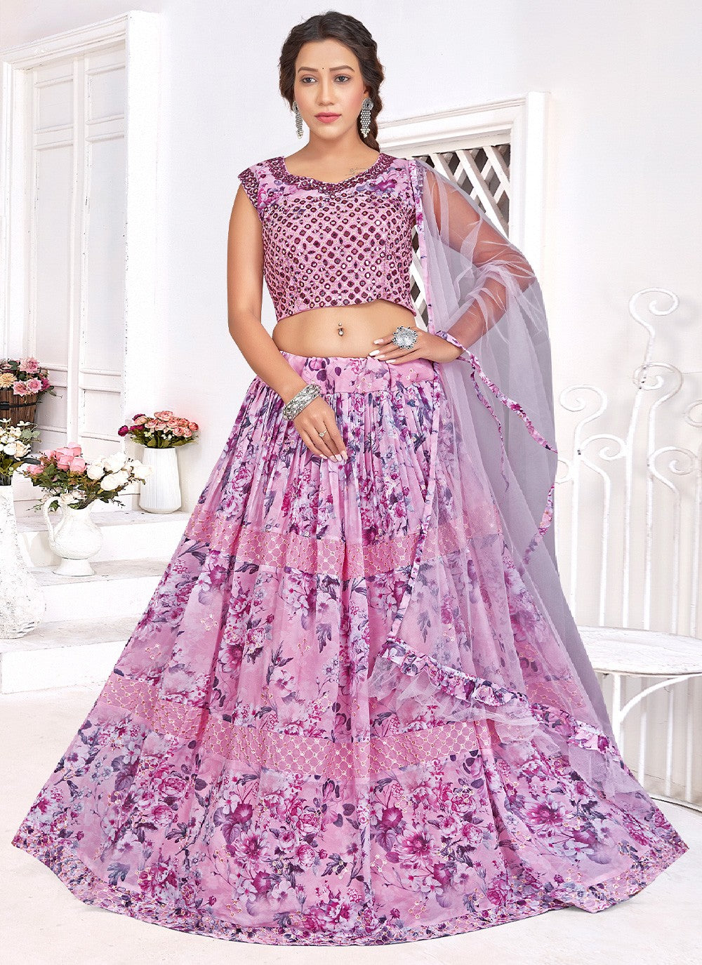 Embroidered Georgette Readymade Lehenga Choli - L0871