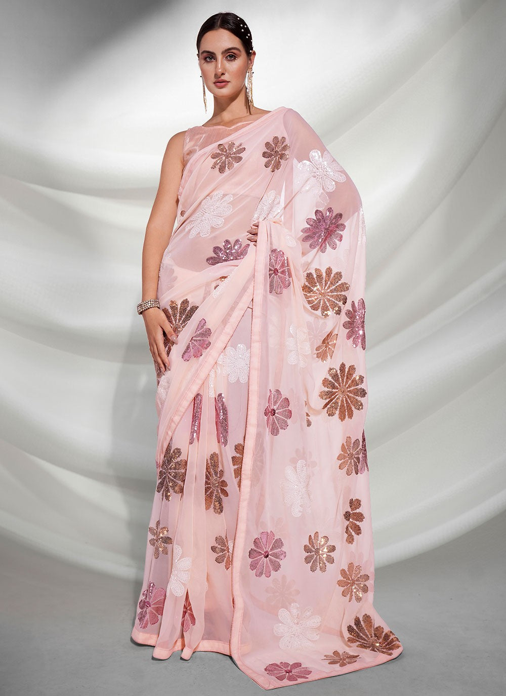 Classic Embroidered Georgette Saree - S3114