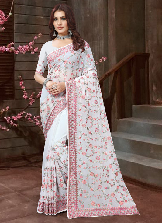 Contemporary Embroidered Georgette Saree - S3769