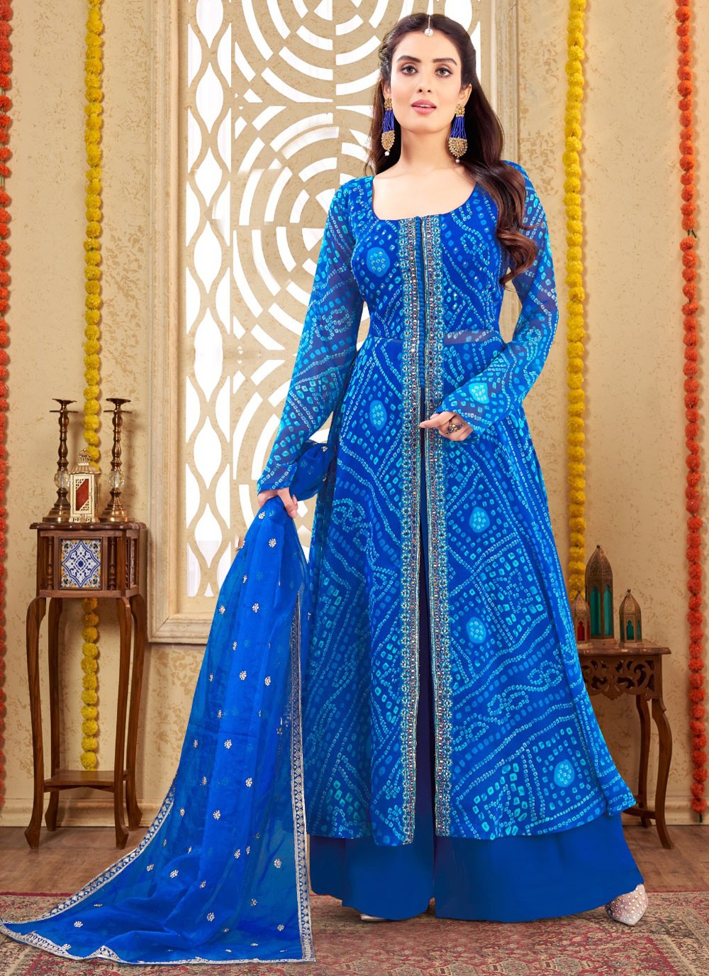 Embroidered Georgette Palazzo Suit - T4779