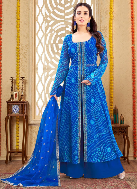 Embroidered Georgette Palazzo Suit - T4779