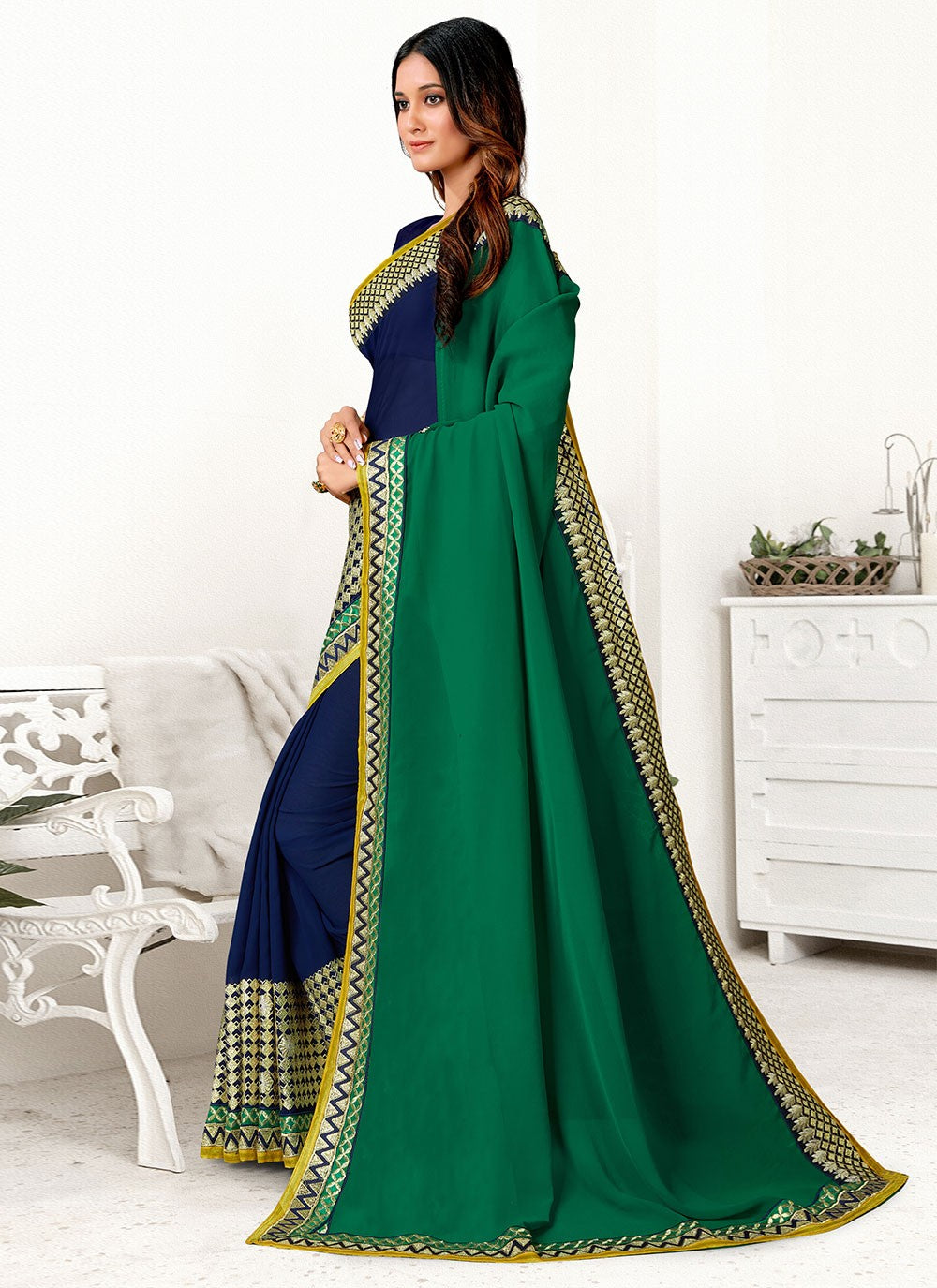 Classic Border Work Georgette Saree - S2919