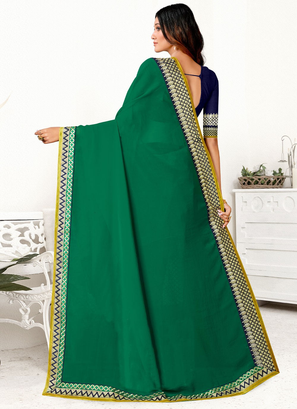 Classic Border Work Georgette Saree - S2919