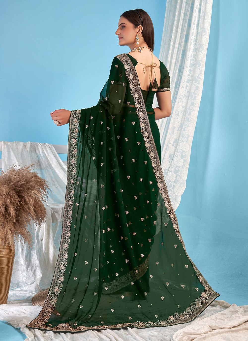 Classic Embroidered Georgette Saree - S7270