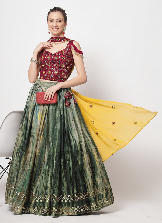 Embroidered Georgette A - Line Lehenga - L0937