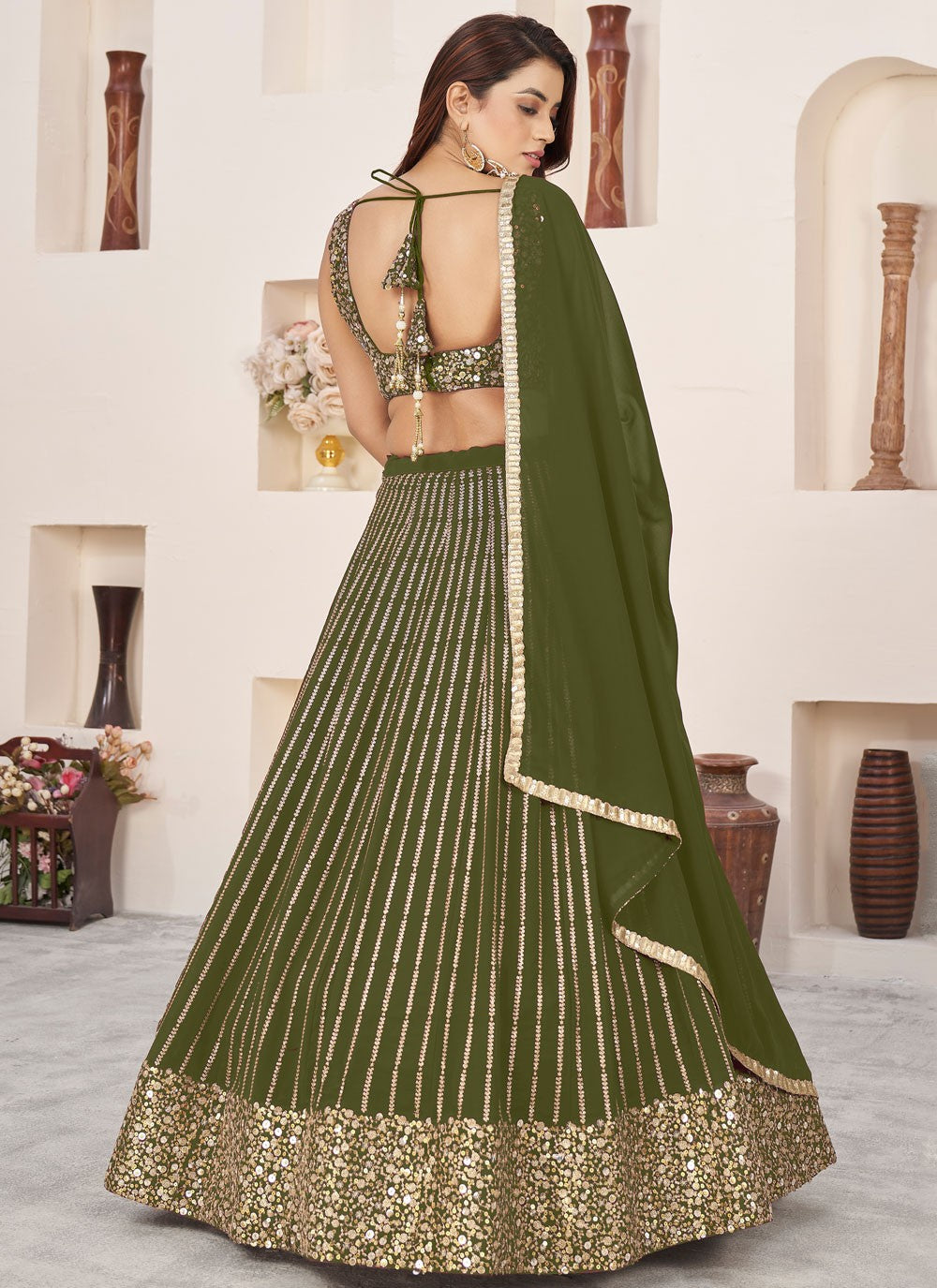 Embroidered Georgette A - Line Lehenga - L2357