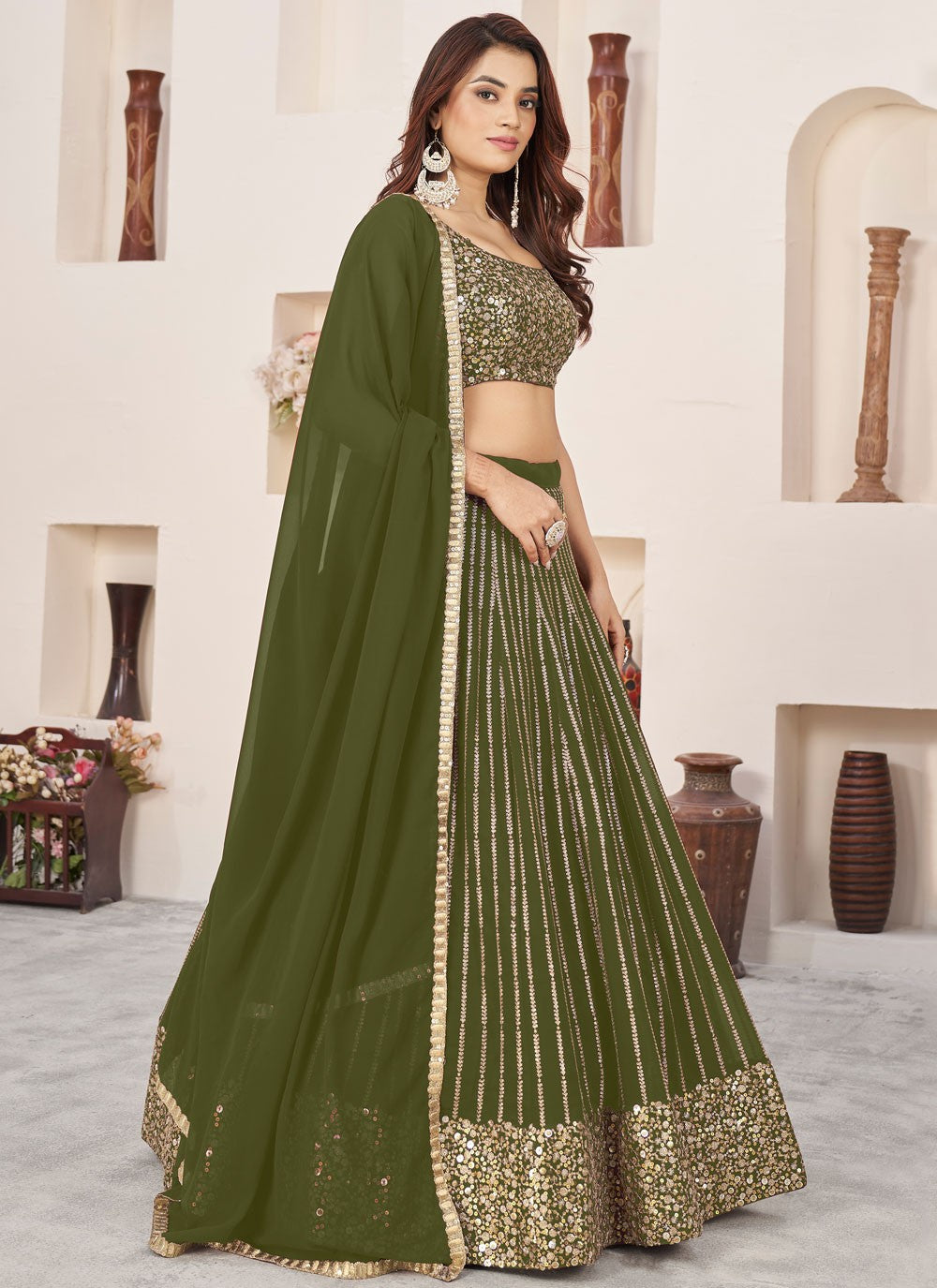 Embroidered Georgette A - Line Lehenga - L2357