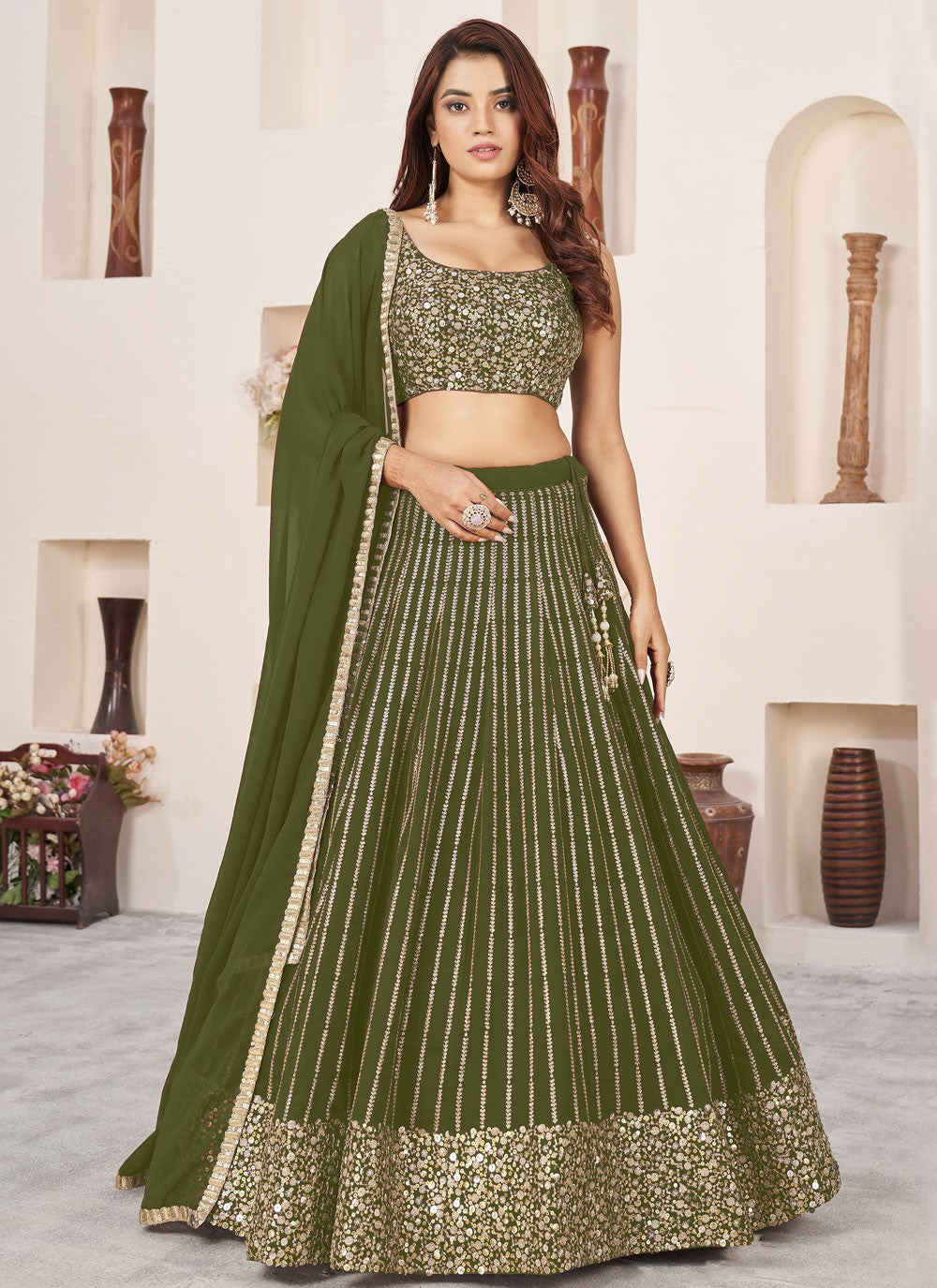 Embroidered Georgette A - Line Lehenga - L2357