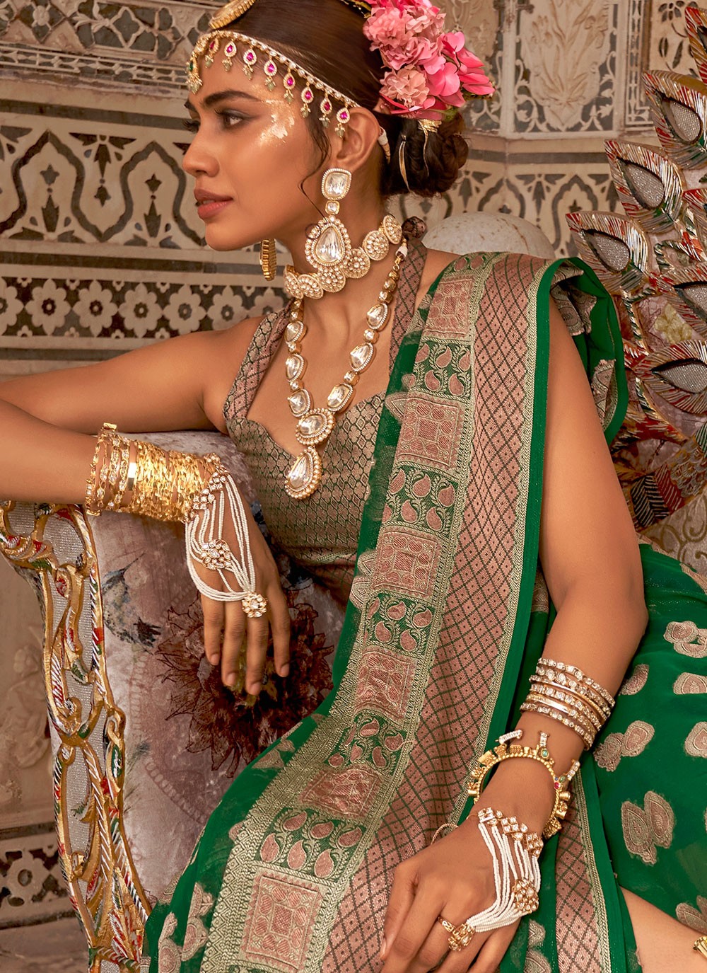 Classic Border Work Georgette Saree - S9680