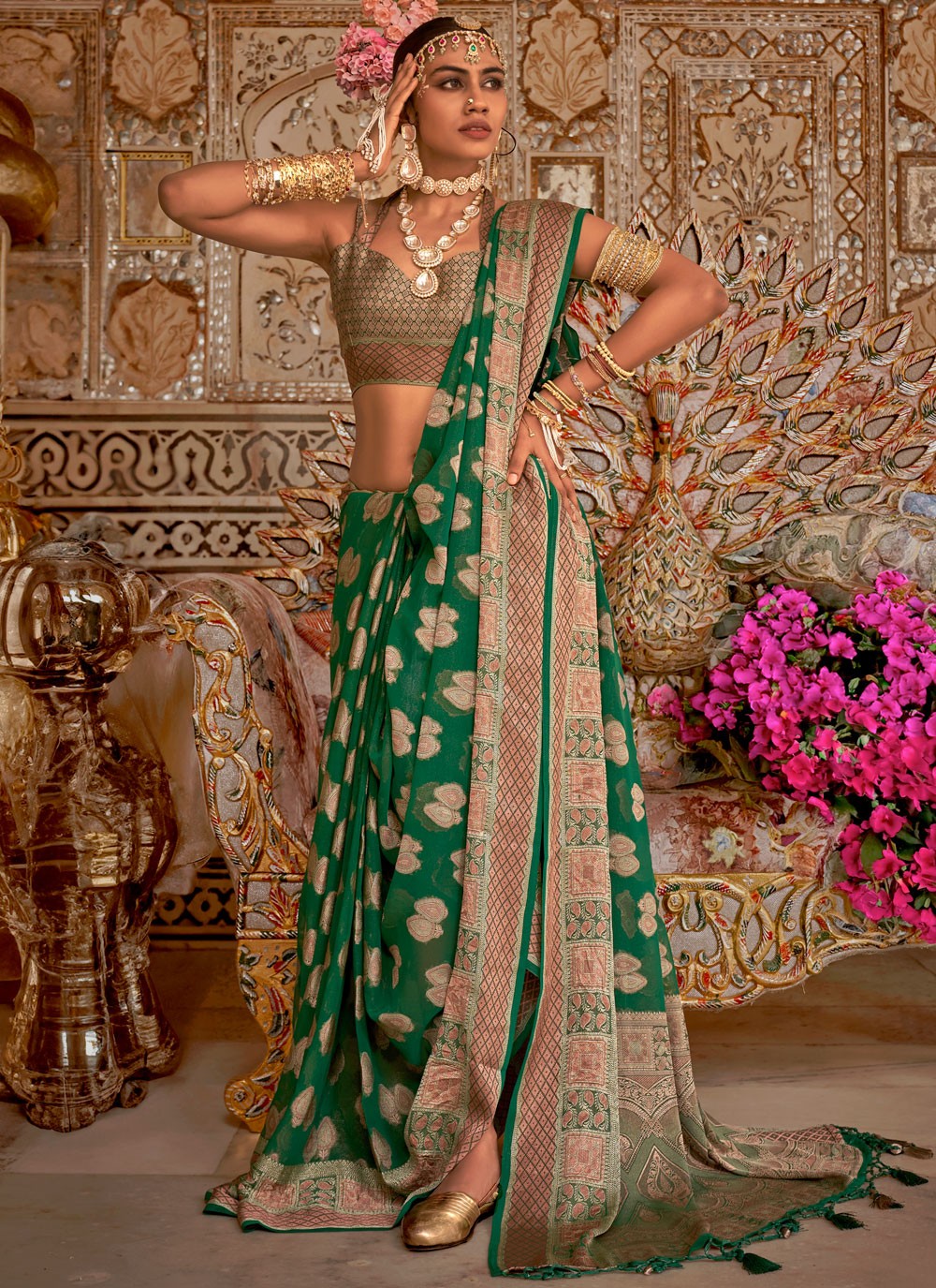 Classic Border Work Georgette Saree - S9680