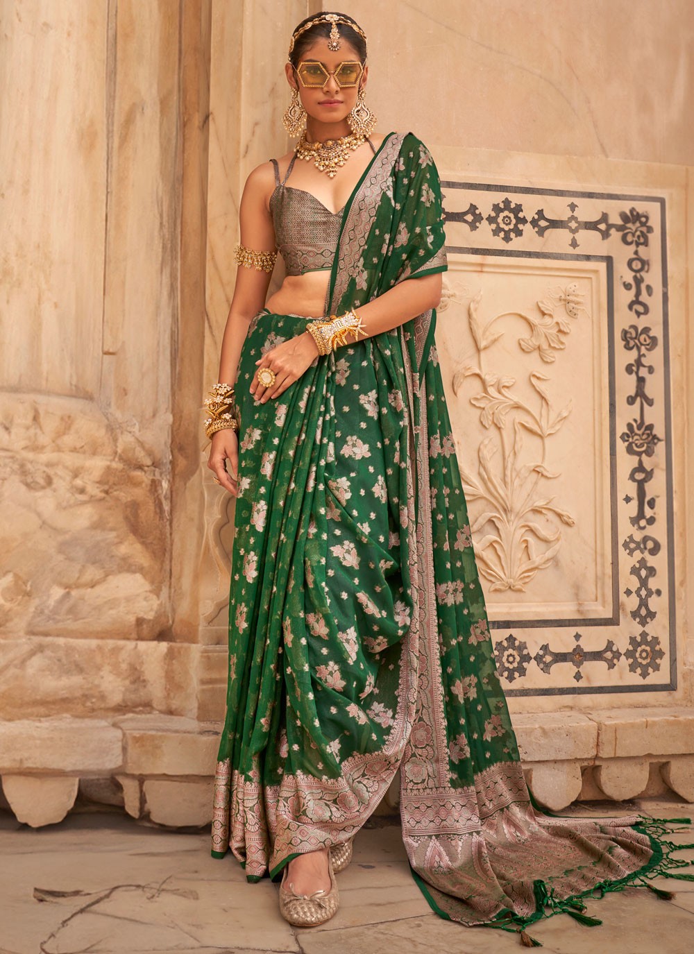 Classic Weaving Zari Georgette Saree - S9020