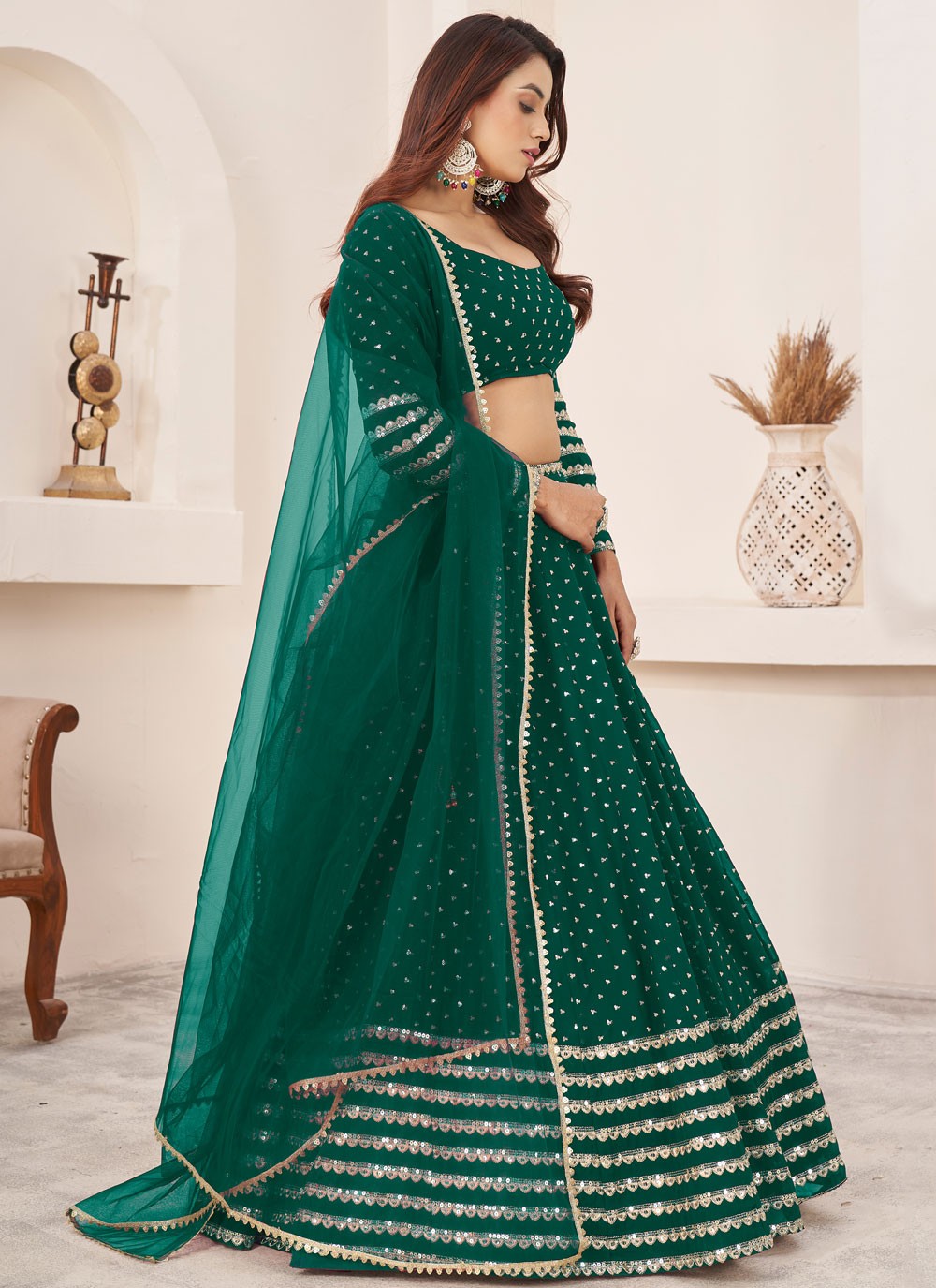 Embroidered Georgette A - Line Lehenga - L2357