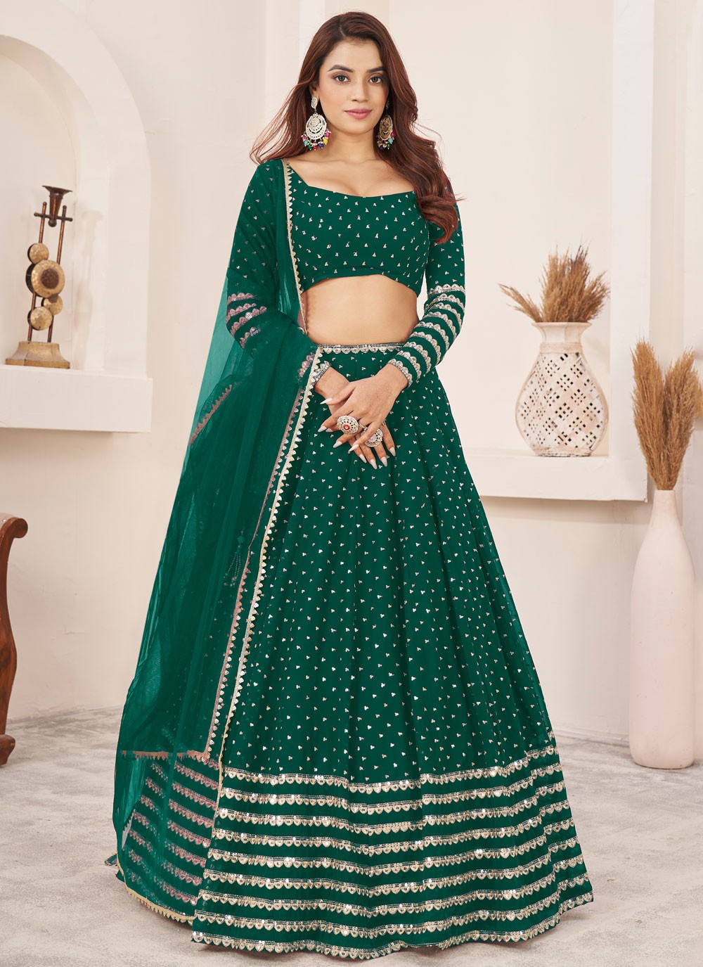 Embroidered Georgette A - Line Lehenga - L2357