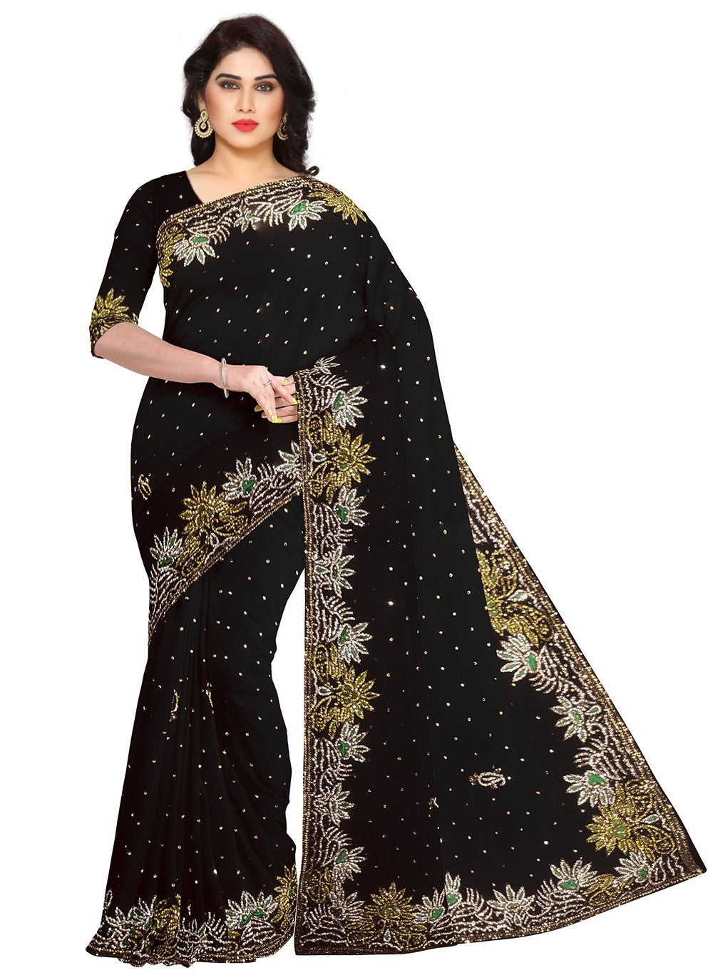 Classic Hand Embroidery Georgette Saree - S2130