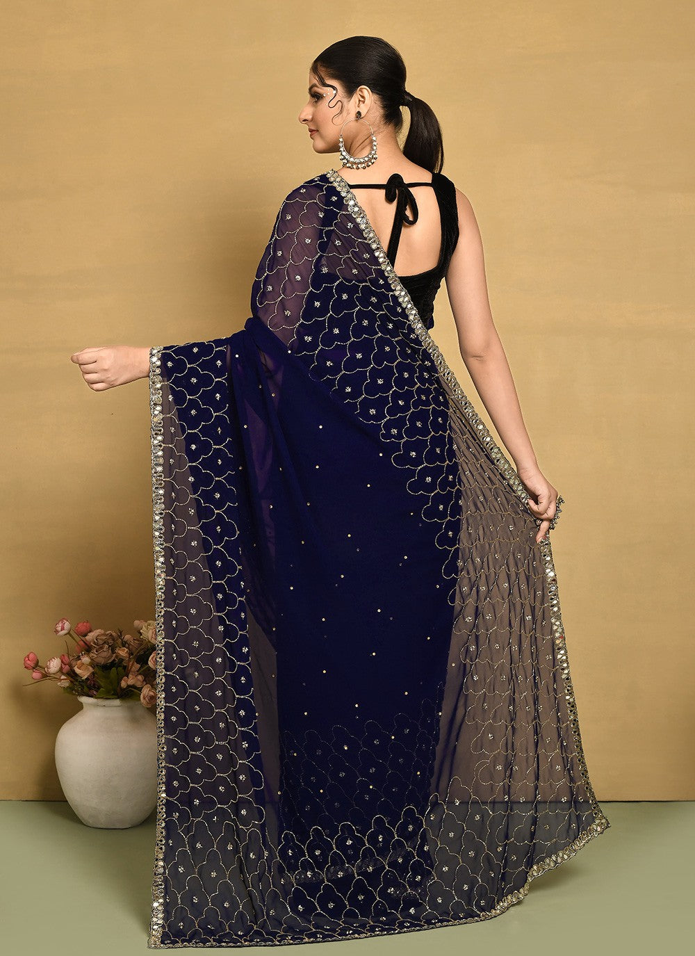 Classic Hand Embroidery Jimmy Chu Saree - S9269