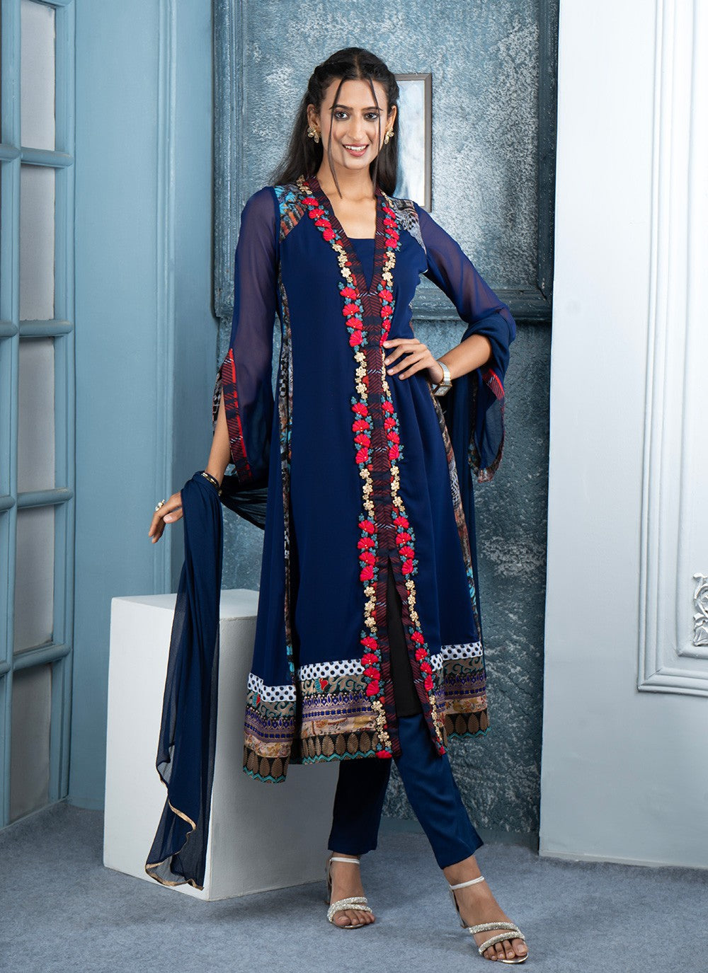 Georgette Pant Style Suit - T3046