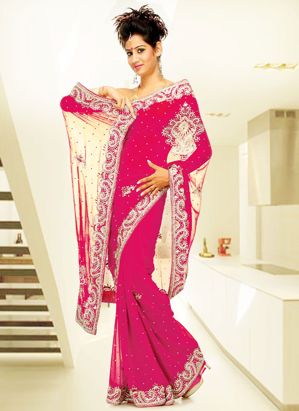 Classic Hand Embroidery Georgette Saree - S2130