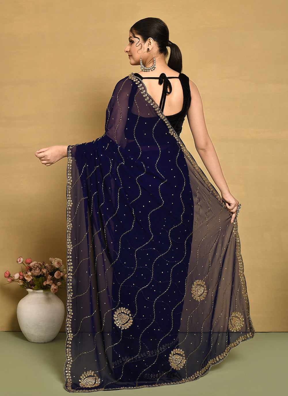 Classic Hand Embroidery Jimmy Chu Saree - S9269