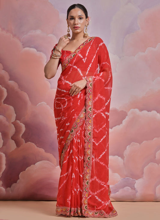 Contemporary Border Work Georgette Saree - S5203